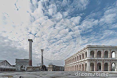 Cinecitta film studios in Rome set design of ancient Rome Editorial Stock Photo